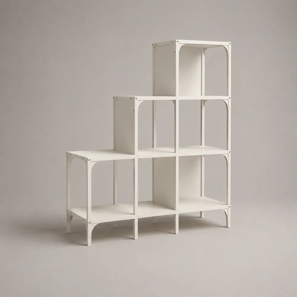 Libreria modulare bianca in MDF con vani aperti 120 x 30 x 180 cm